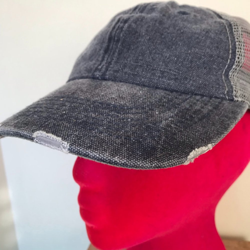 Pugs Blue Denim Distressed Baseball Cap